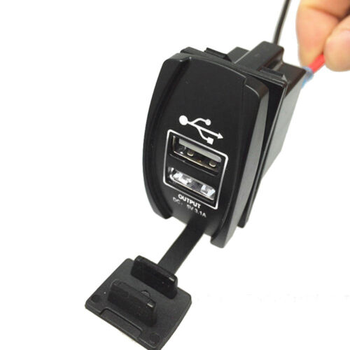 Blue LED 12/24V 3.1A Car Dual USB Phone Charger Port Socket Kit for Power Supply 