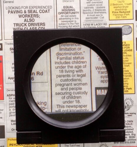 Giant Stand-Alone FOLDING MAGNIFIER 65mm Glass Lens//COINS//STAMPS INSECTS//BUGS***