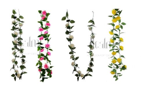 13 Heads Beautiful Artificial Rose Head Flower Garlands With Green Leafs 183CM