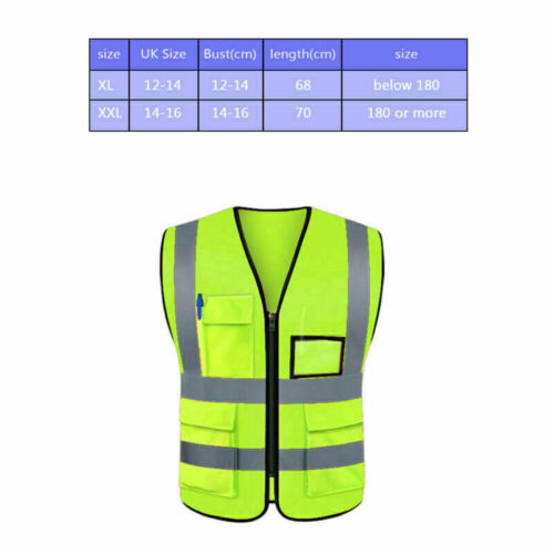 Multicolor Hi-Vis Safety Vest Reflective Jacket 5 Pockets Security Waistcoat