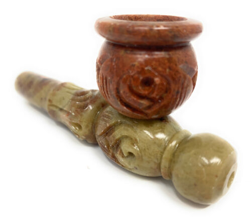 Hand carved 4 inch Stone Tobacco pipe Marble stone bowl stone ceramic clay 