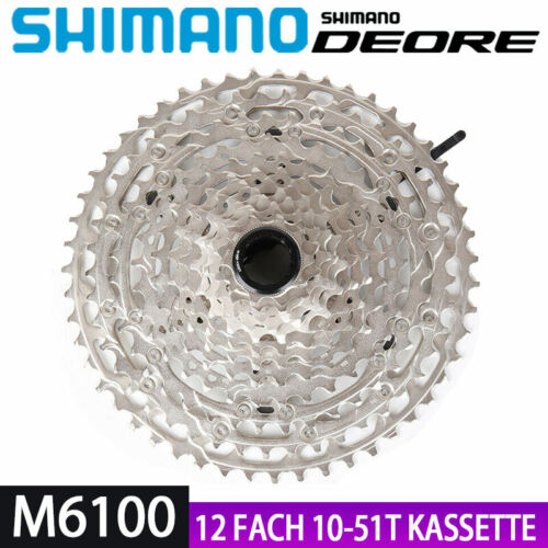 SHIMANO DEORE CS M6100 HYPERGLIDE Kassette 10-51T 12 Fach Silber For MTB Fahrrad 