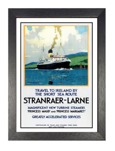 Stranraer Larne LMS Travel to Ireland Railway Print Vintage Old Advert Poster