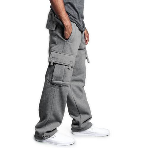 Fashion Men/'s Jogger Heavy Weight Fleece Cargo Pocket Sweat Pants Drawstring USA