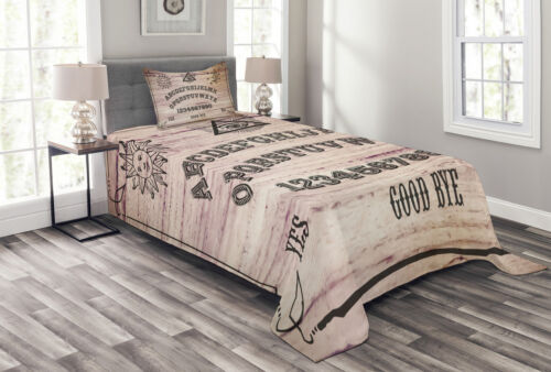 Wooden Texture Print Ouija Board Quilted Bedspread /& Pillow Shams Set