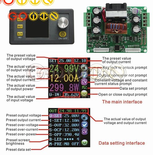 DPS3012//DPS5015//DPS5020 Adjustable Step-down Regulated LCD Digital Power Supply