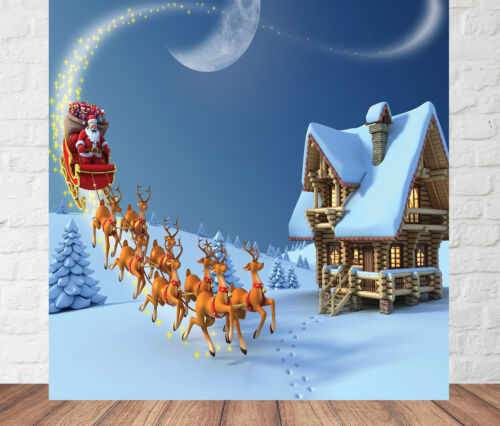Christmas Santa Sleigh Grotto Large Digital Print Scene Setter Wall Backdrop