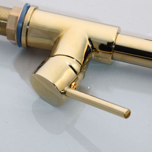 Golden Kitchen Faucet Pull Down 360° Swivel 2 Outlet Mixer Taps Brass Deck Mount