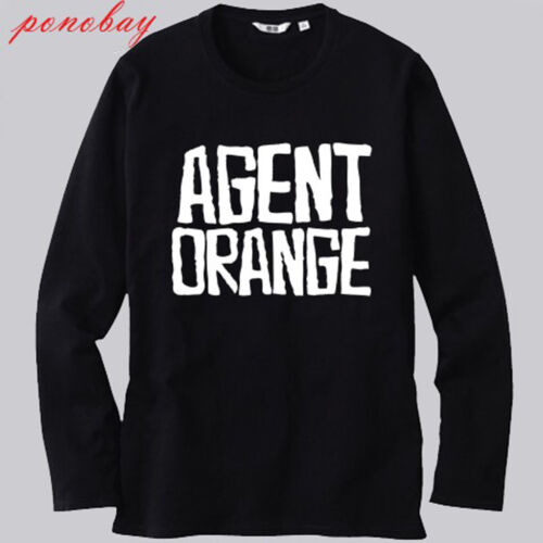 New Agent Orange Logo Long Sleeve Black T-Shirt Size S-3XL