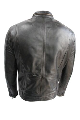 Stylish New Casual Men's Black Deluxe Biker Style Real Soft Nappa Leather Jacket 