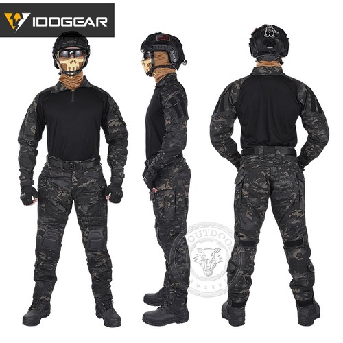 IDOGEAR G3 Combat Uniform Set Shirt /& Pants BDU Tactical Clothing Black MultiCam
