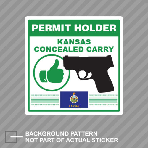 Kansas Concealed Carry Permit Holder Sticker Decal Vinyl 2a permited v2