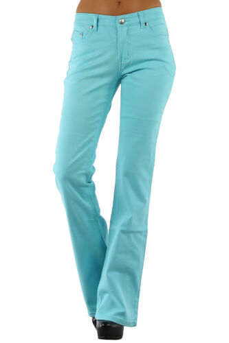 Women/'s Boot cut stretch Denim Jeans Flared Pants Turquoise UK 6-14