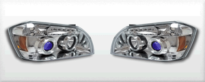 FITS DODGE MAGNUM 05-07 HALO BLUE PROJECTOR CHROME HEADLIGHTS WITH LED