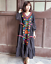 Vintage Femme Maxi Boho robe de bal robe ethnique Mexicain en coton brodé lin 