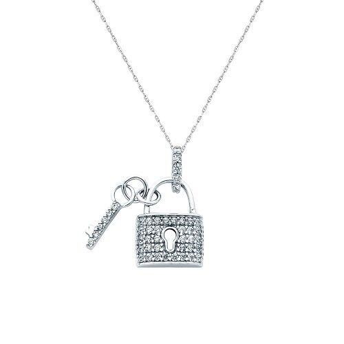 14K Solid White Gold Cubic Zirconia Boy Pendant Polished Necklace Charm