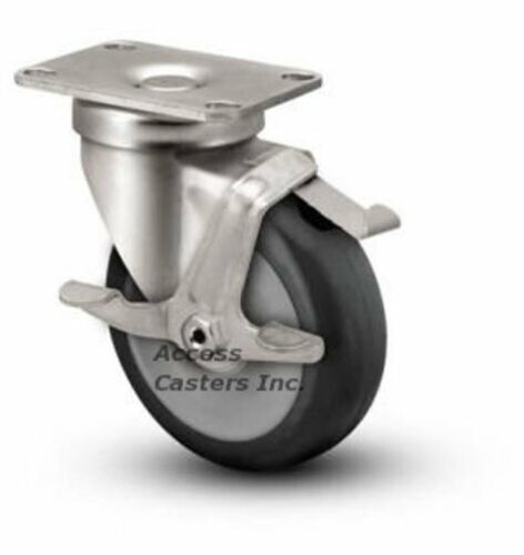 Poly on Poly Wheel 5A02PSB 5/" Swivel Plate Caster with Brake 350 lbs Capacity
