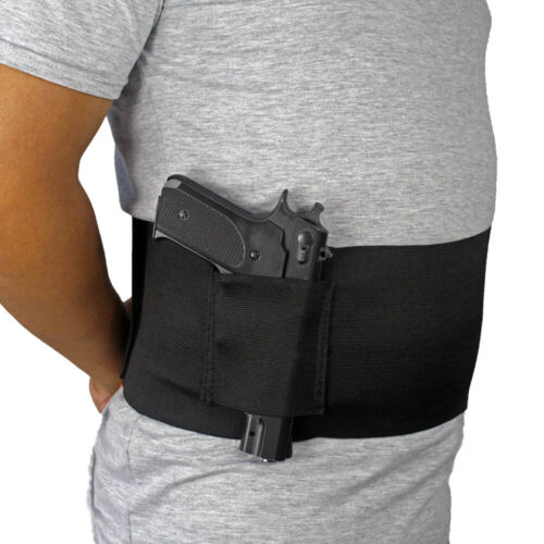 Details about  / US Tactical Adjustable Belly Band Waist Pistol Gun Holster with 2 Mag Pouches