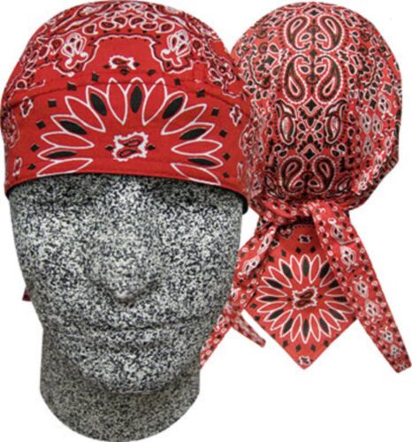 Red Paisley Bandanna Biker Do Du Doo Rag Head wrap Skull cap Hat Capsmith New