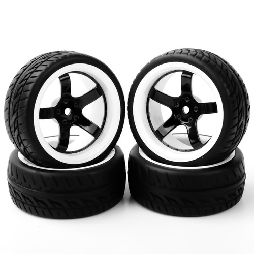 4Pcs RC 1:10 Racing 12mm Hex Rubber Tire Rims For HSP On Road Car PP0150+D5NWK