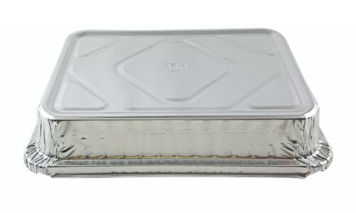 Handi-Foil 1 1//2 lb Oblong Shallow Aluminum Take-Out Pan w//Board Lid 50//PK