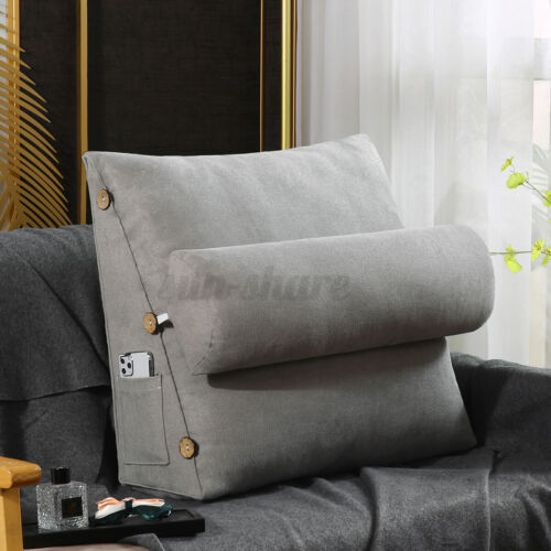 45CM Triangular Wedge Lumbar Pillow Support Bed Cushion Backrest Headboa
