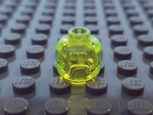 Lego TRANS NEON GREEN MINIFIG HEAD Plain Clear//Translucent Alien Head NEW
