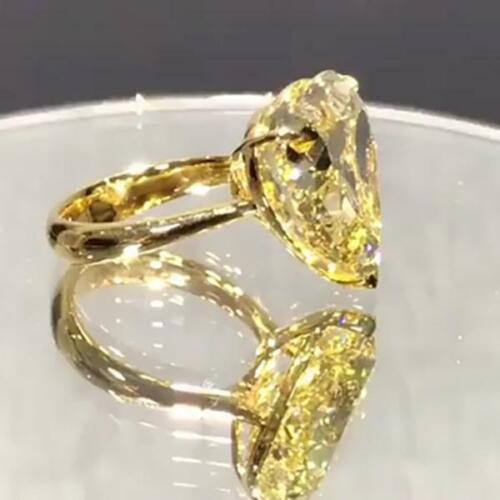 Bling Bling Heart Shape Yellow Lab-created 3.10CT Diamod 925 SS Ring 