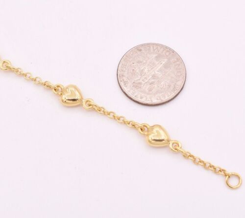 7" 3D Puffed Heart Link Rolo Bracelet Real 14K Yellow Gold 3.75gr GREAT GIFT! 