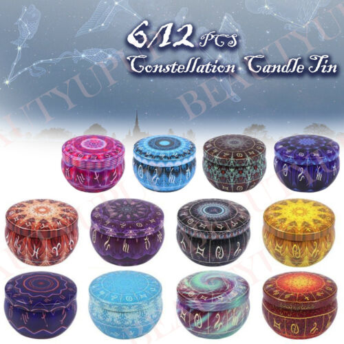 6/12X Constellation Empty Candle Tins Jars Wax Making Storage Case Containers 