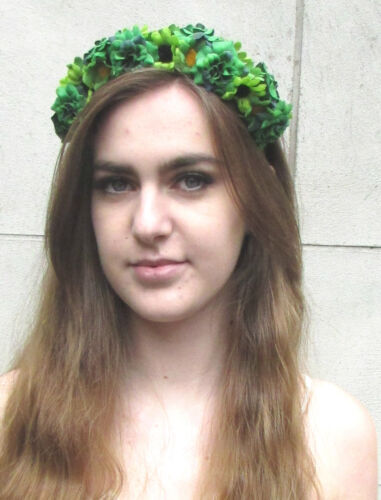 Vert rose daisy fleur cheveux couronne serre-tête bandeau boho guirlande festival 5AX