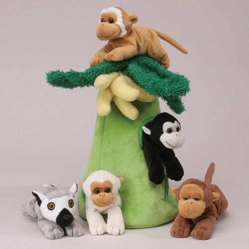 Unipak Washable Plush Monkey House Toy Animals Stuffed Play Banana Tree 5-Set 