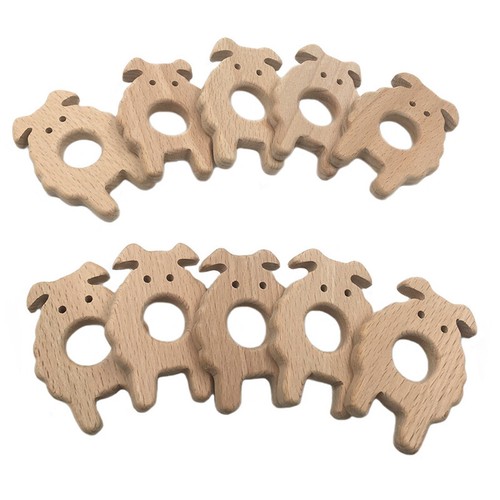 Wooden Natural Beech Baby Teether Animal Sensory Toy Teething Organic 8C