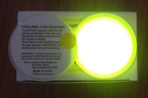 20 x Yellow Cyalume Chemlight Glow Snap Lights Sticks To Most Surfaces