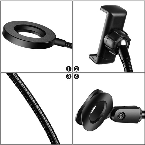 Anillo de Luz Led Aro Fotografía Maquillaje Streaming+Soporte Móvil y Micrófono
