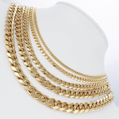 Men Boy 3//5//7//9//11mm 18-36 inch Gold Cuban Link Chain Necklaces Stainless Steel