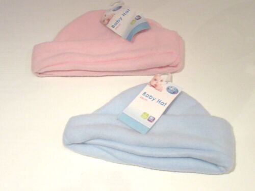 Baby Warm Soft Fleece Hat Pink or Blue 3-6 Months 