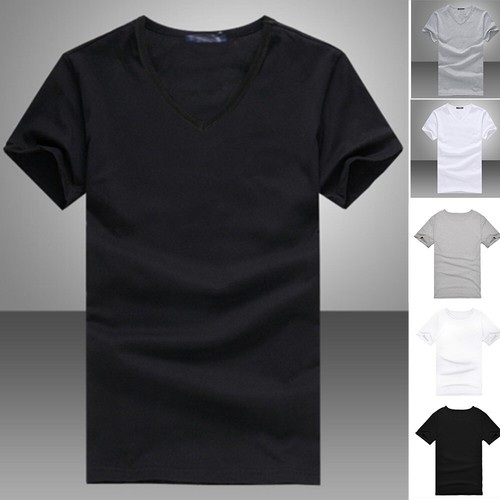 V//Round Neck Tops T-shirt Micro Fiber Gentle Men Short Sleeve 6 Colors Summer