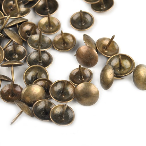 100pcs Round Antique Brass Upholstery Nail Stud Sofa Jewelry Box Decorative Tack