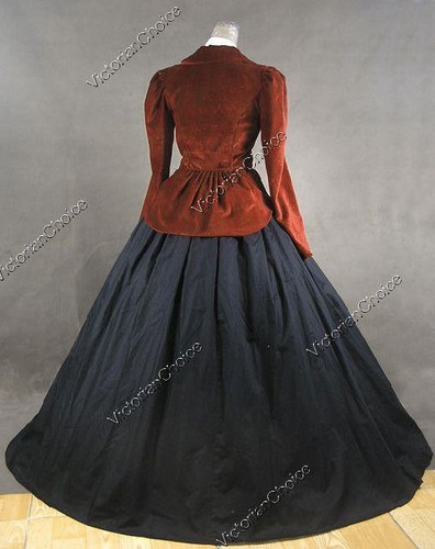 Victorian Dickens Velvet Suit Jacket Dress Gown Theater Steampunk Clothing 166