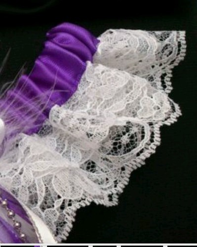 Pretty PURPLE Satin WHITE Lace GARTER Belt WEDDING PROM DANCE Honeymoon Pin Up