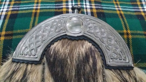 Scottish Kilt Sporran Full Dress Fox Fur Celtique troussequin antique Highland Sporrans