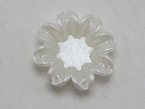 50 Ivory Acrylic FlatBack Pearl Flower Cabochon 20mm Bow Centre Craft DIY Weddin 