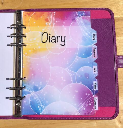 Bubble Design Labelled Dividers Filofax A5 Organiser Planner Fully Laminated