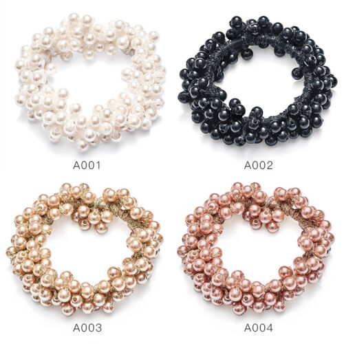 Women Pearl Elastic Scrunchie Hair Band Ponytail Holder Rope Hair Accessories-WI