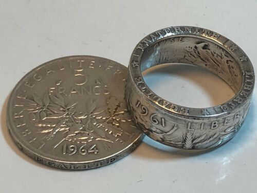 Details about   France Ring 5 Francs Hand Made in Canada 83.5% Silver French Coin Ring 