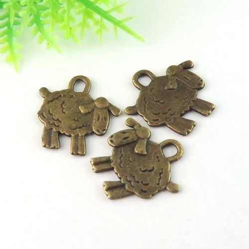 60 pcs New Atq Bronze Style Alloy Cute Goat Charms Craft Accessories 15x10mm