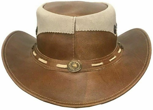 NUOVO VERA PELLE COWBOY COWGIRL Cappello Western Stile Cespuglio Rimovibile Mento Cinturino UK