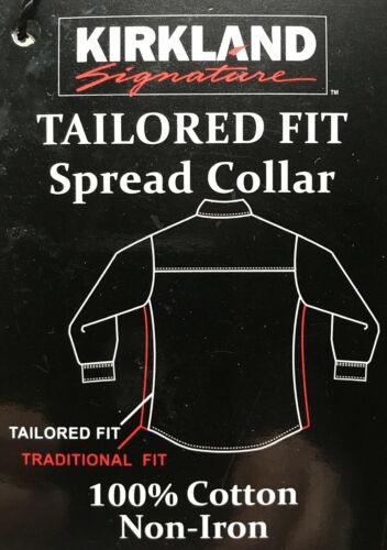 Details about   NWT KIRKLAND TAILORED FIT NO-IRON SPREAD COLLAR DRESS SHIRT GREEN STRIPE 16.5 35 
