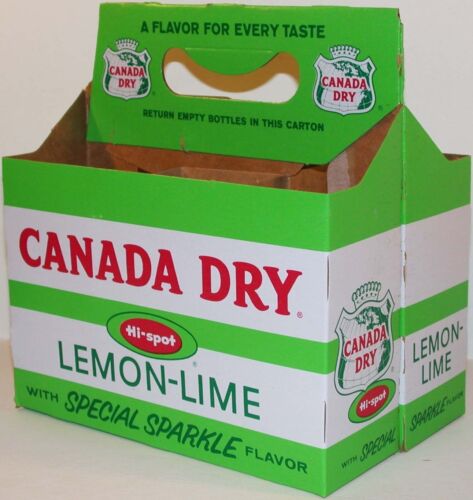 Vintage soda pop bottle carton CANADA DRY HI SPOT Lemon Lime new old stock nrmt